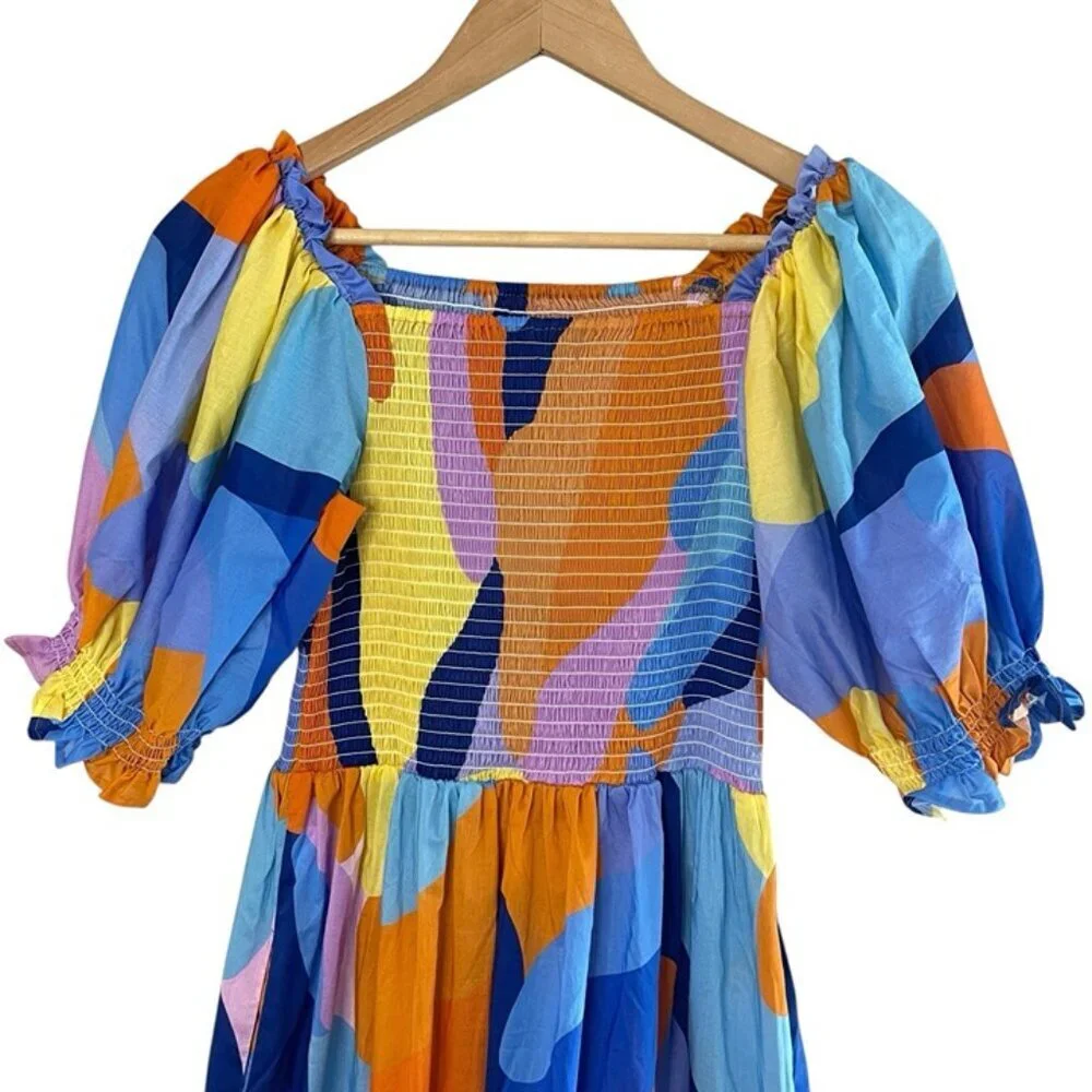 ❌SOLD❌NWT JESSIE ZHAO Tropical Love Smocked Midi Dress, Small - Picture 9 of 12